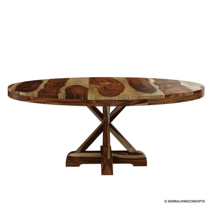 Bedford X Base Rustic Solid Wood Round Dining Table | Sierra Living ...