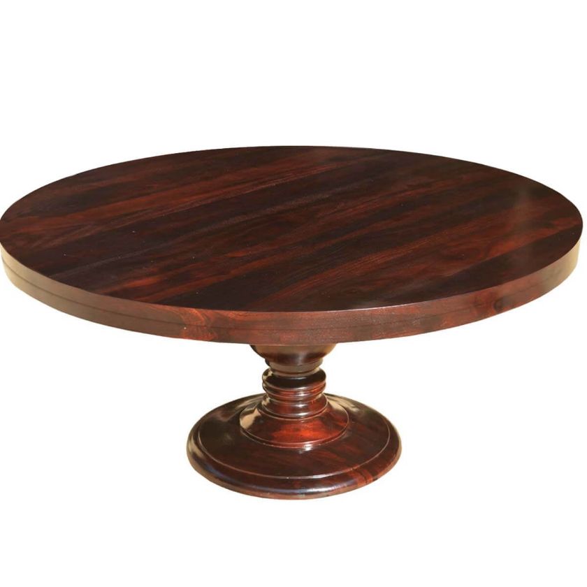 Picture of Colonial American Solid Wood Pedestal Round Pedestal Dining Table