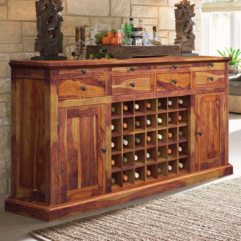Picture of Oenophile Dallas Ranch Solid Wood Grand Wine Bar Cabinet