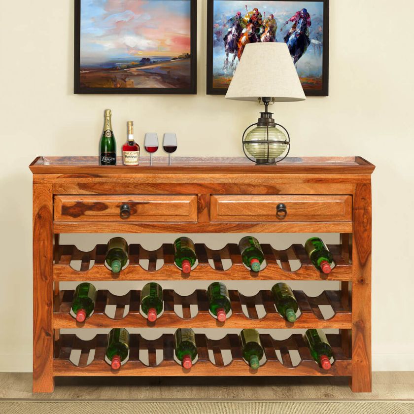 Picture of Deluxe Solid Wood Console Table With Wine Racks