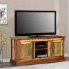 Picture of Pioneer Rustic Reclaimed Wood Open Shelf Media TV Stand Cabinet
