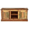 Picture of Pioneer Rustic Reclaimed Wood Open Shelf Media TV Stand Cabinet