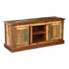 Picture of Pioneer Rustic Reclaimed Wood Open Shelf Media TV Stand Cabinet