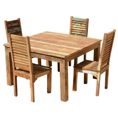 Picture of Ohio Reclaimed Wood Small Square 4 Seater Kitchen Table Set