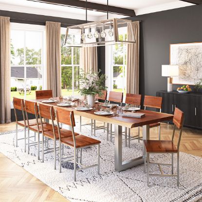 Picture of Midvale Acacia Wood 117" Live Edge Dining Room Table Set