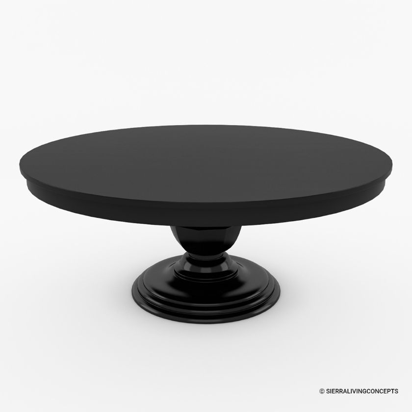Picture of Novara Solid Wood Pedestal Black Round Dining Table