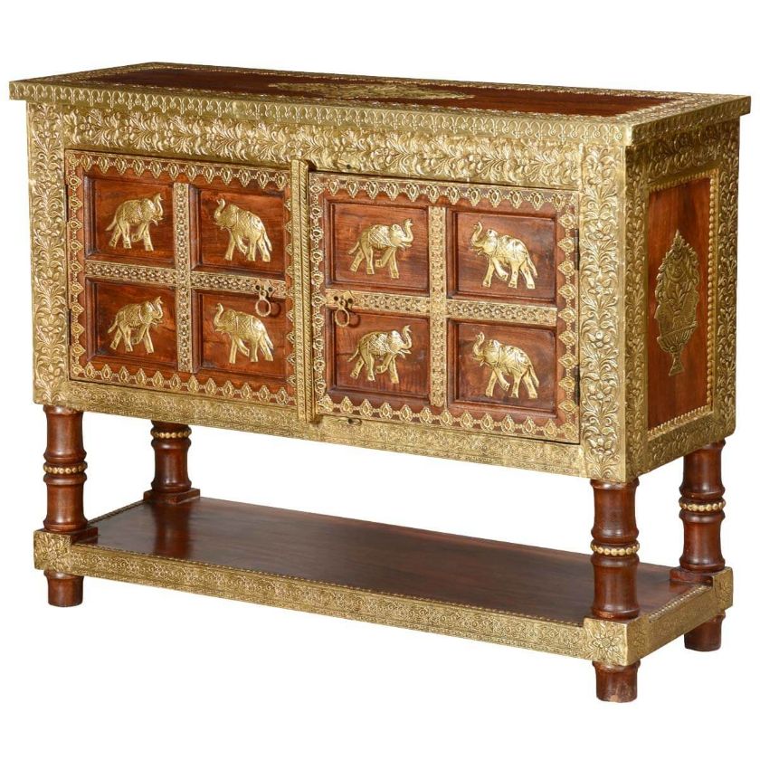 Picture of Golden 8 Elephants Antique Console Table