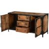 Picture of Windsor Solid Wood & Iron 3 Drawer & 2 Door Industrial Buffet Cabinet