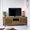 Picture of Oklahoma Smokey Mango Wood Shutter Doors TV Console Media Cabinet