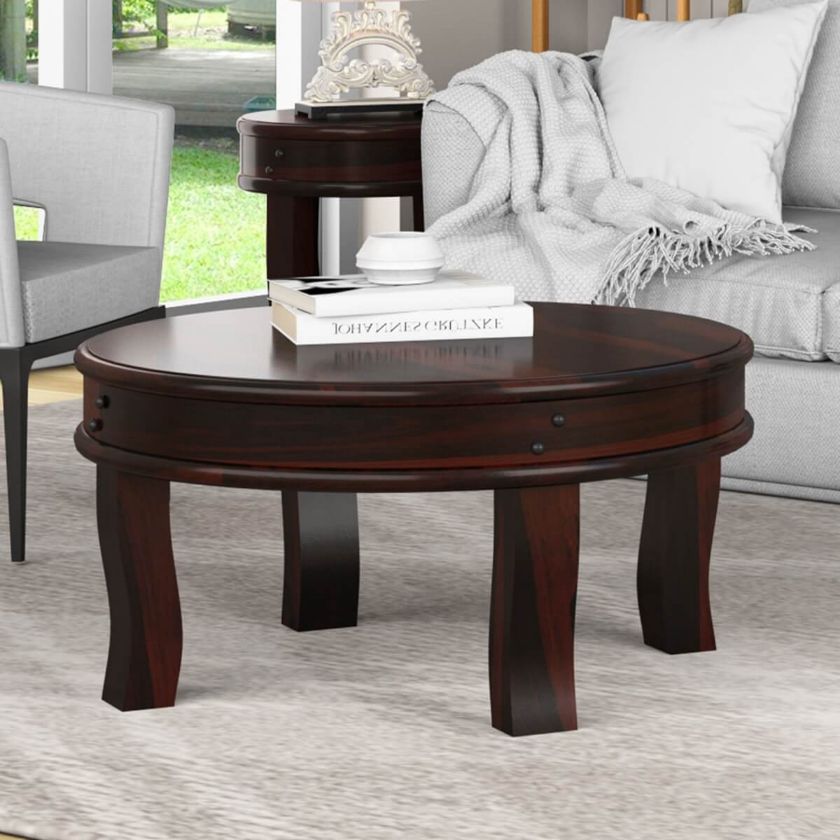 Picture of Manitoba 36 Inch Round Rustic Solid Wood Coffee Table 