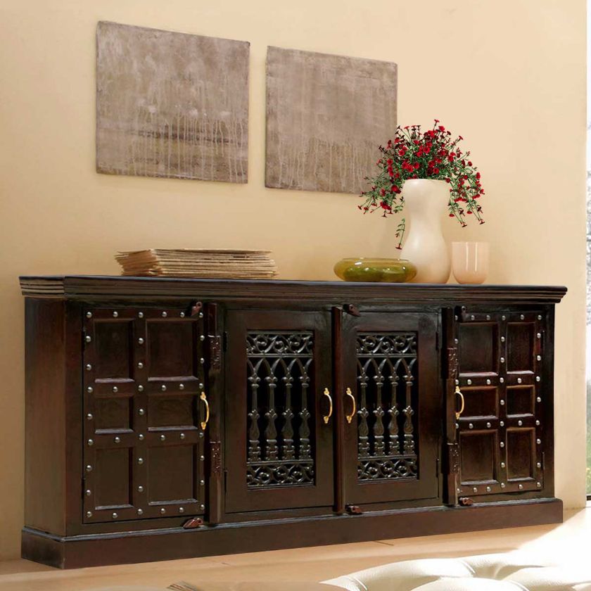 Picture of Nottingham Classic Mango Wood Iron Grill Door Extra Large Sideboard