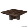 Picture of Modern Pioneer Solid Wood Lazy Susan Pedestal Dining Table Set