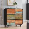 Picture of 50’s Retro Reclaimed Wood & Iron Standing 6 Drawer Double Dresser
