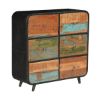 Picture of 50’s Retro Reclaimed Wood & Iron Standing 6 Drawer Double Dresser