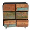 Picture of 50’s Retro Reclaimed Wood & Iron Standing 6 Drawer Double Dresser