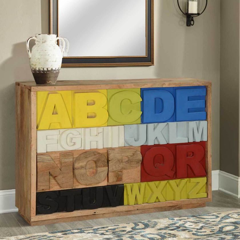 Picture of Primary Alphabet Mango Wood Multicolor 10 Drawer Chest