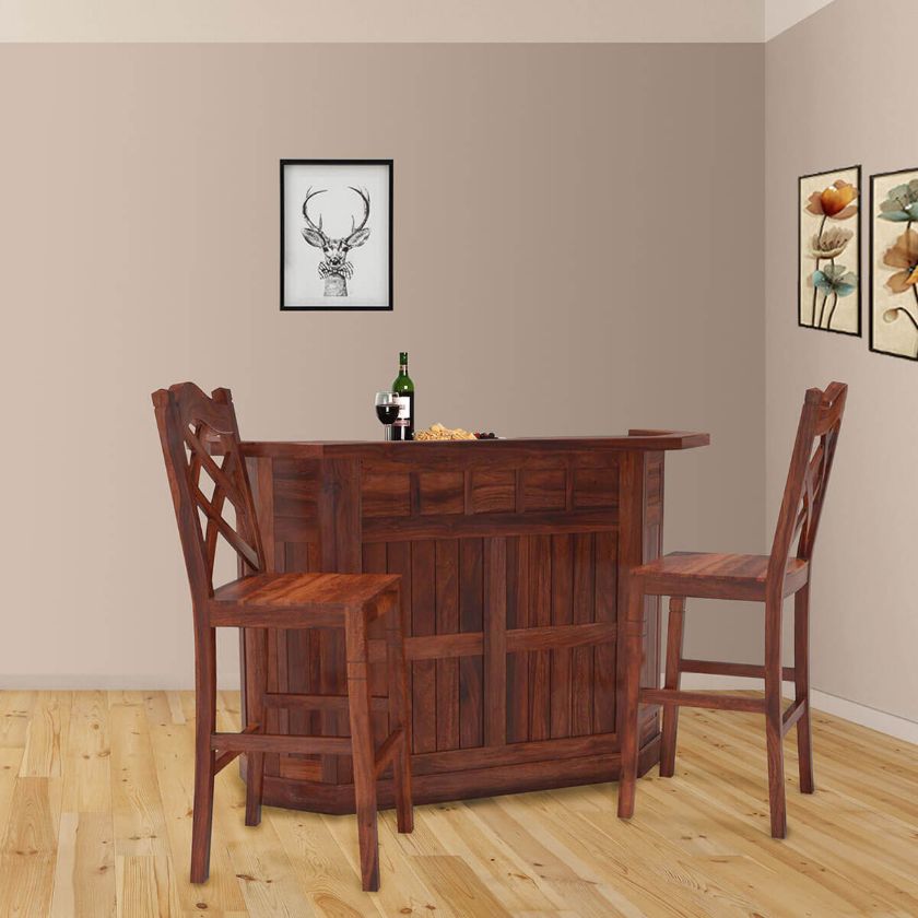 Picture of Sierra Solid Wood Home Bar With Stools