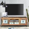 Picture of Hazlet By-The-Numbers Rustic Reclaimed Wood Open Shelve TV Stand