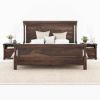 Picture of Pioneer Rustic Solid Wood Tall Headboard Platform Bed Frame