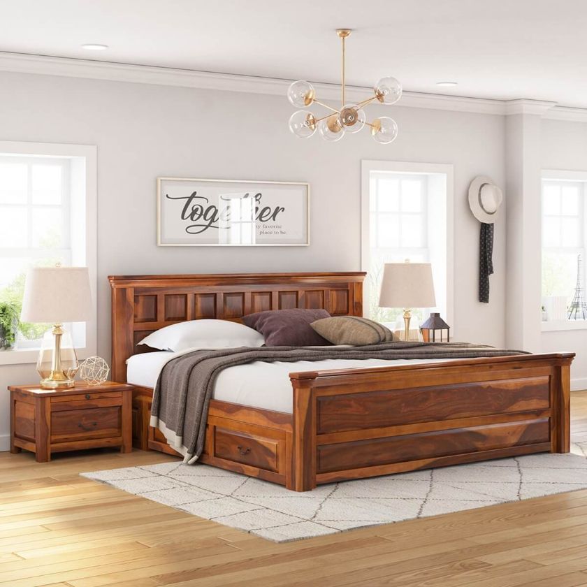 Picture of Simply Tudor Rustic Solid Wood Platform Storage Bed Frame