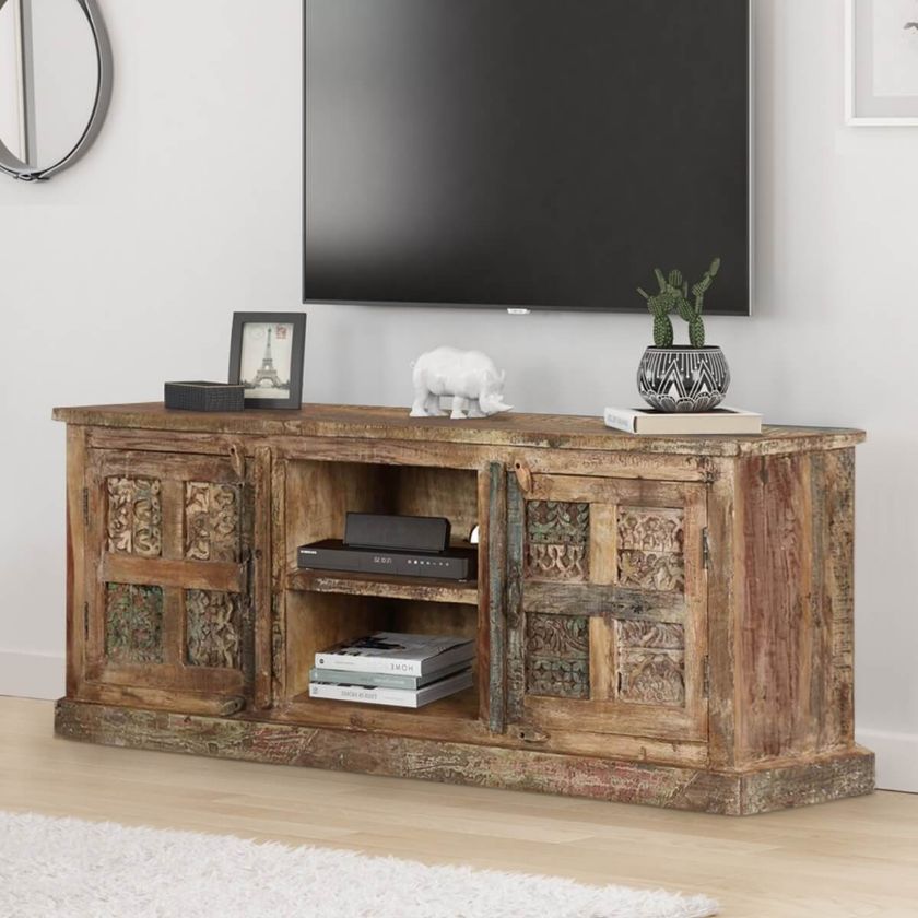 Picture of Morocco Rustic Reclaimed Wood TV Stand Media Cabinet
