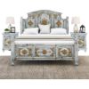 Picture of Tudor Distressed Mango Wood & Brass Inlay Platform Bed Frame