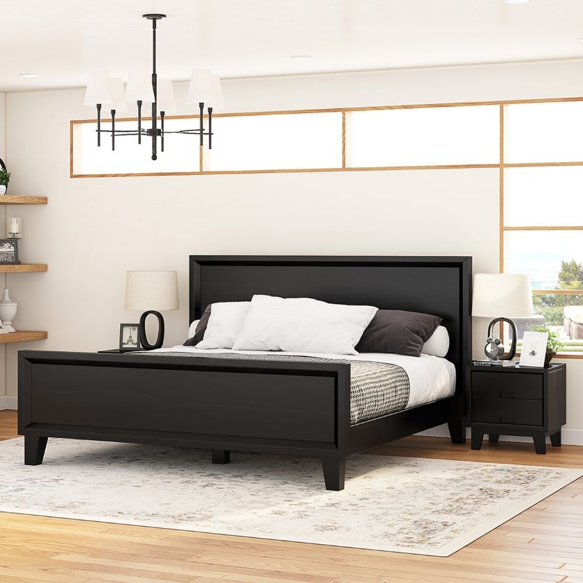 Picture of Modern Simplicity Mocha Solid Wood Black Platform Bed