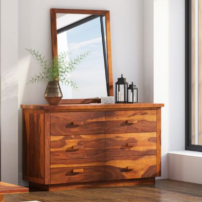 Picture of Delaware Rustic Solid Wood Bedroom 6 Drawer Double Dresser