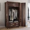 Picture of Hampshire Rustic Solid Wood Wardrobe Armoire With Drawers And Shelves