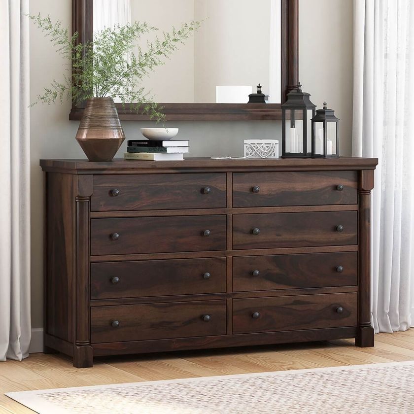 Picture of Pioneer Transitional Solid Wood 8 Drawer Bedroom Double Dresser