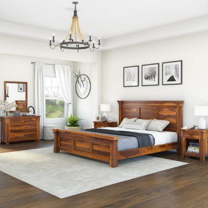 Picture of Modern Farmhouse Solid Wood 4 Piece Bedroom Set