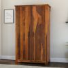 Picture of Kingman Rustic Wardrobe Armoire with Shelves and Drawers