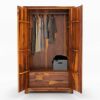 Picture of Kingman Rustic Wardrobe Armoire with Shelves and Drawers