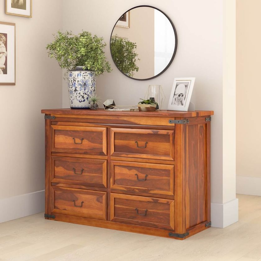 Picture of Claremont Classic Shaker Solid Wood 6 Drawers Bedroom Dresser Chest