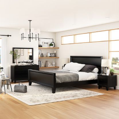 Picture of Modern Simplicity Mocha  Solid Wood 4 Piece Black Bedroom Set