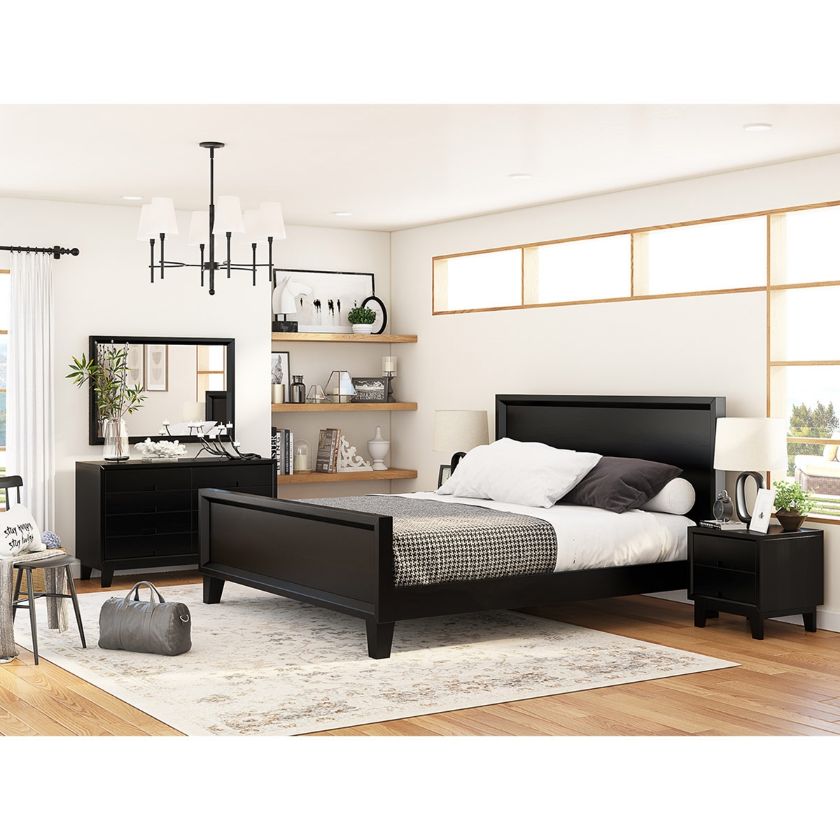 Picture of Modern Simplicity Mocha  Solid Wood 4 Piece Black Bedroom Set
