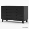 Picture of Modern Simplicity Solid Wood Black Bedroom Dresser With 8 Drawers