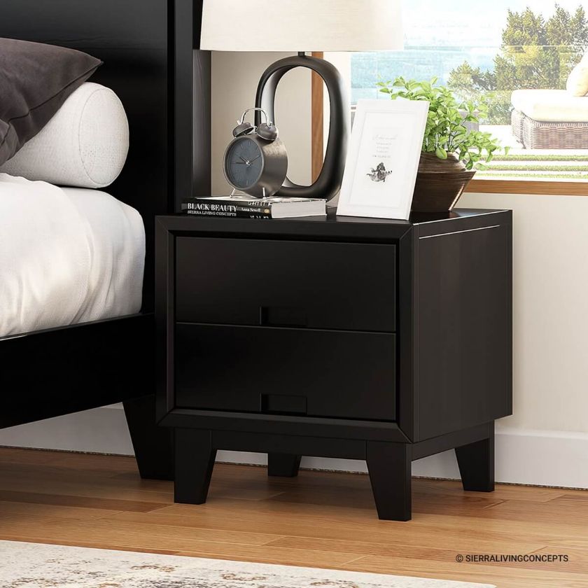 Picture of Modern Simplicity Mocha Solid Wood 2-Drawer Nightstand
