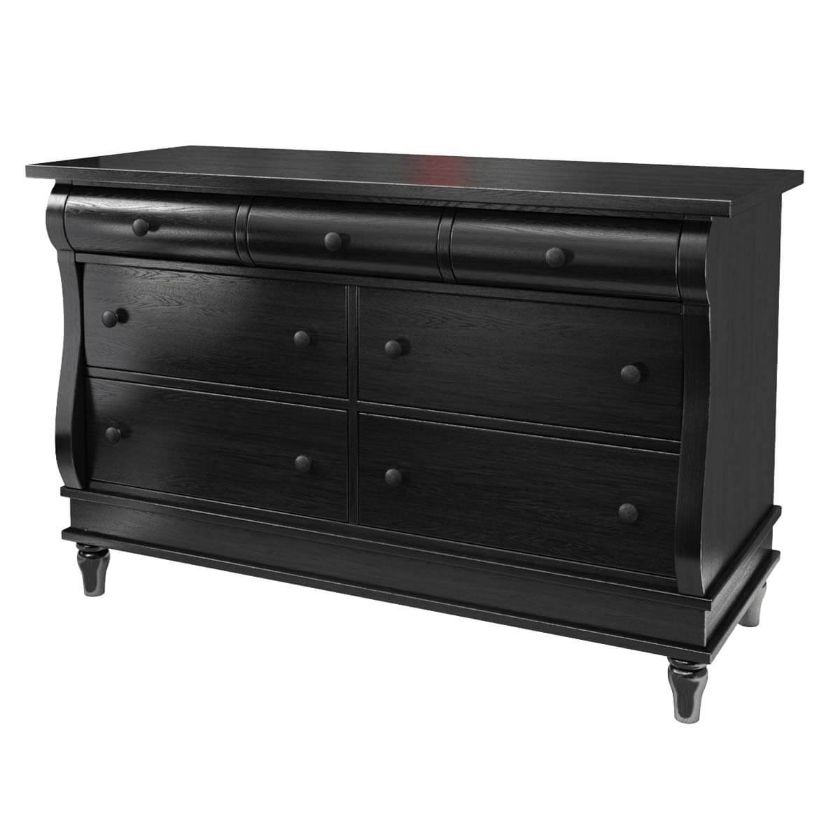 Picture of Midnight Empire Solid Wood Black Bedroom Dresser With 7 Drawers 