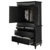 Picture of Midnight Empire Solid Wood Bombe Black Bedroom Armoire With Drawers