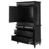 Picture of Midnight Empire Solid Wood Bombe Black Bedroom Armoire With Drawers