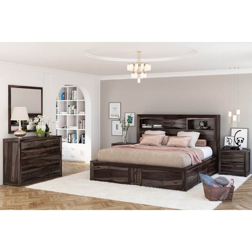 Picture of Modern Pioneer 4 Piece Captains Solid Wood Bedroom Set
