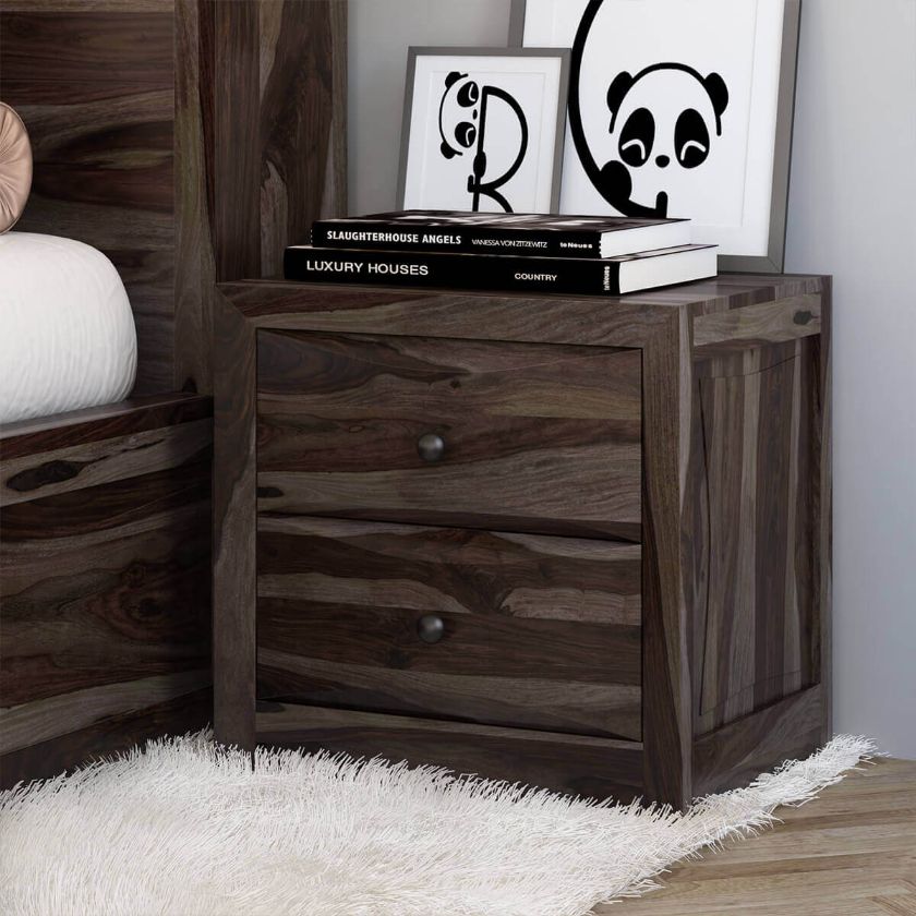 Picture of Modern Pioneer Solid Wood 2 Drawer Nightstand