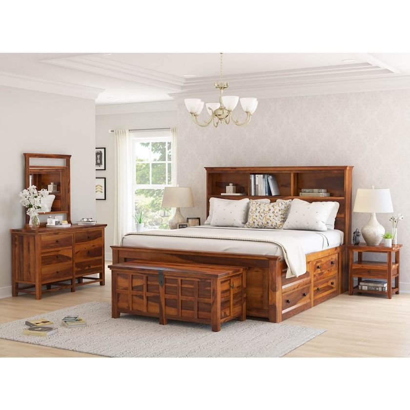 Picture of Mission Modern Solid Wood 6 Piece Storage Bedroom Set