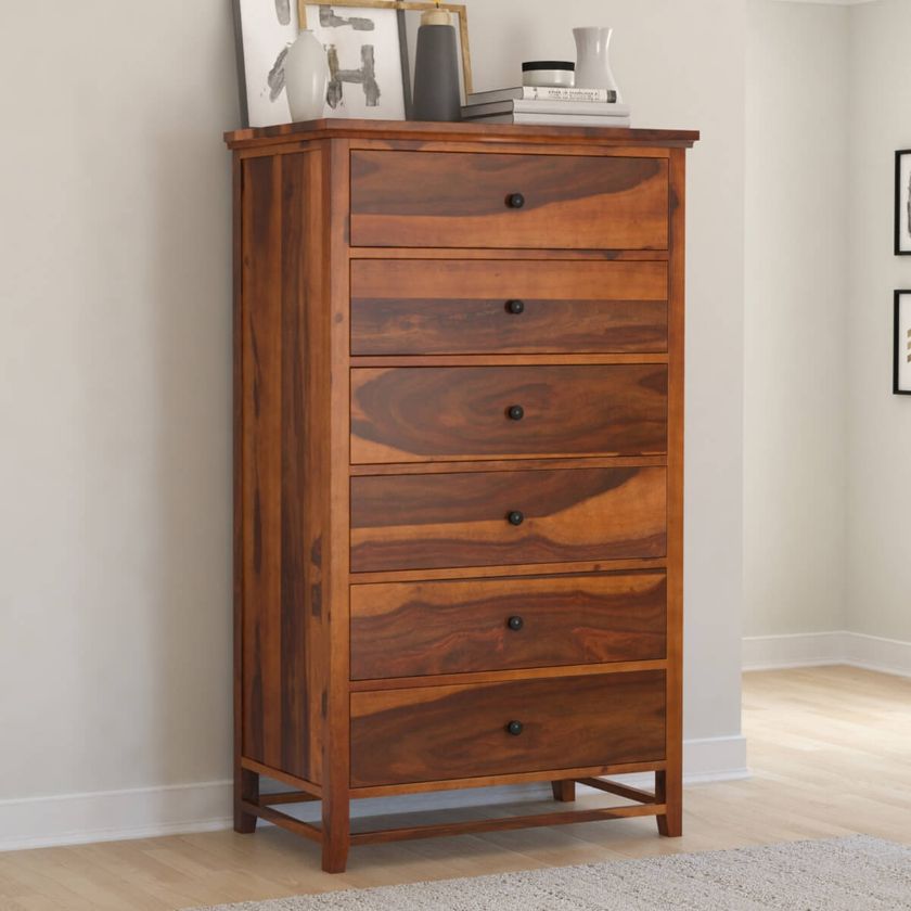 Picture of Mission Modern Solid Wood 6 Drawer Bedroom Tall Dresser
