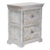 Picture of Snow Flower Mango Wood 2-Drawer Hand Carved Nightstand