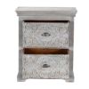 Picture of Snow Flower Mango Wood 2-Drawer Hand Carved Nightstand