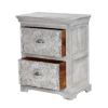 Picture of Snow Flower Mango Wood 2-Drawer Hand Carved Nightstand