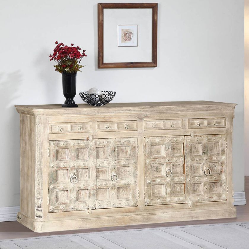 Picture of Pomeroy Rustic Solid Wood 4 Drawer Large Sideboard Cabinet
