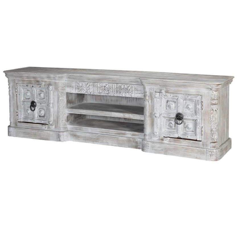 Picture of Palazzo Solid Wood 91 Inch Grey TV Stand Media Console